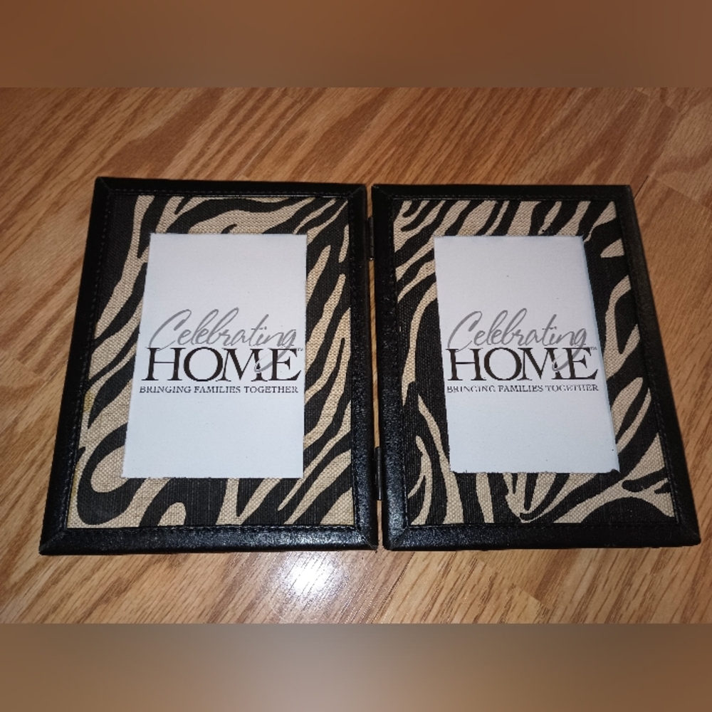 Celebrating Home Zebra Print Double Photo Frame.Can Hold 4x6 Pics